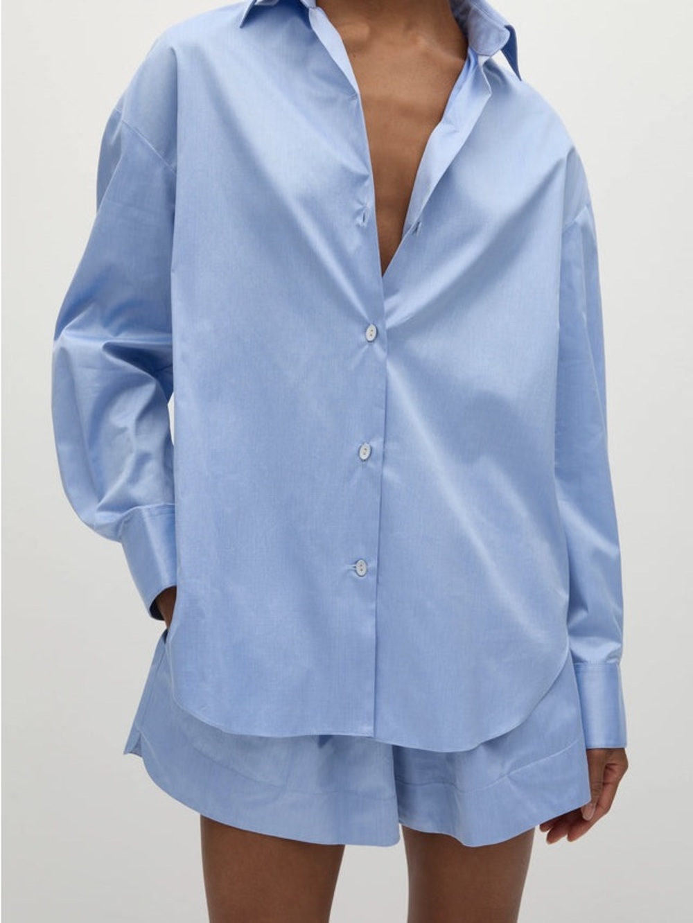 Faithful the Brand En Vau Oversized Shirt in Soft Blue Womens Size Medium